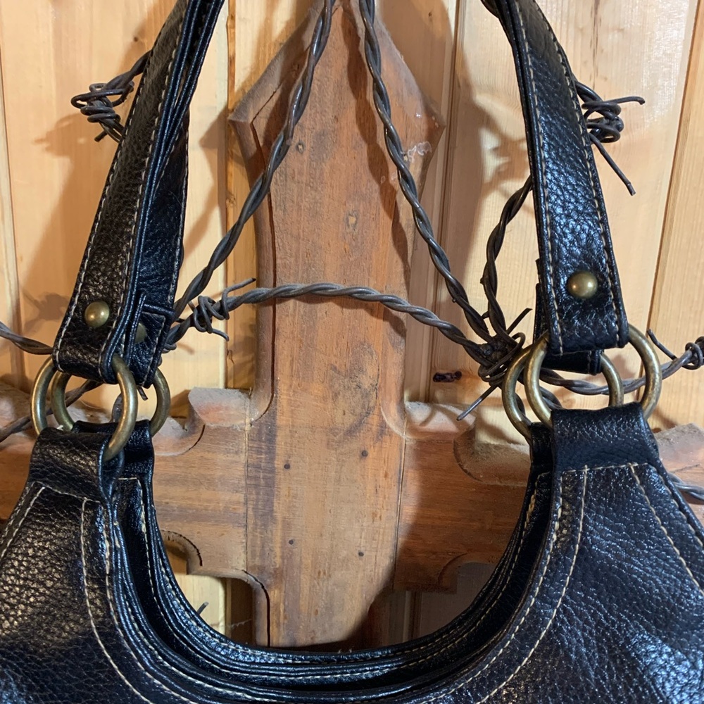 Black Soft Leather Classic Elements Hand Bag - image 4